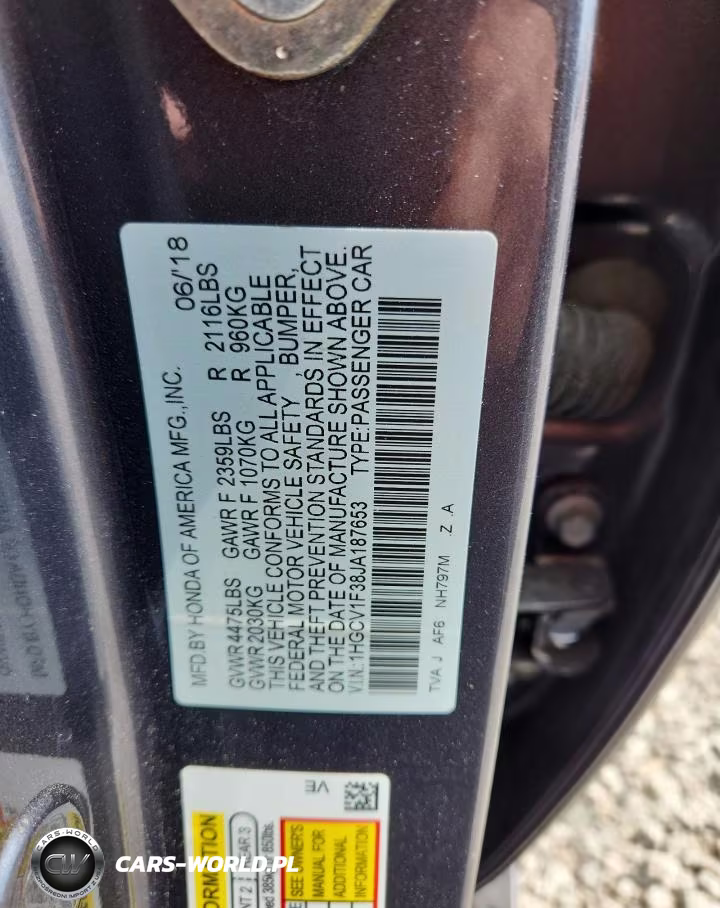 2018 Honda Accord Sport VIN:1HGCV1F38JA187653 - 12