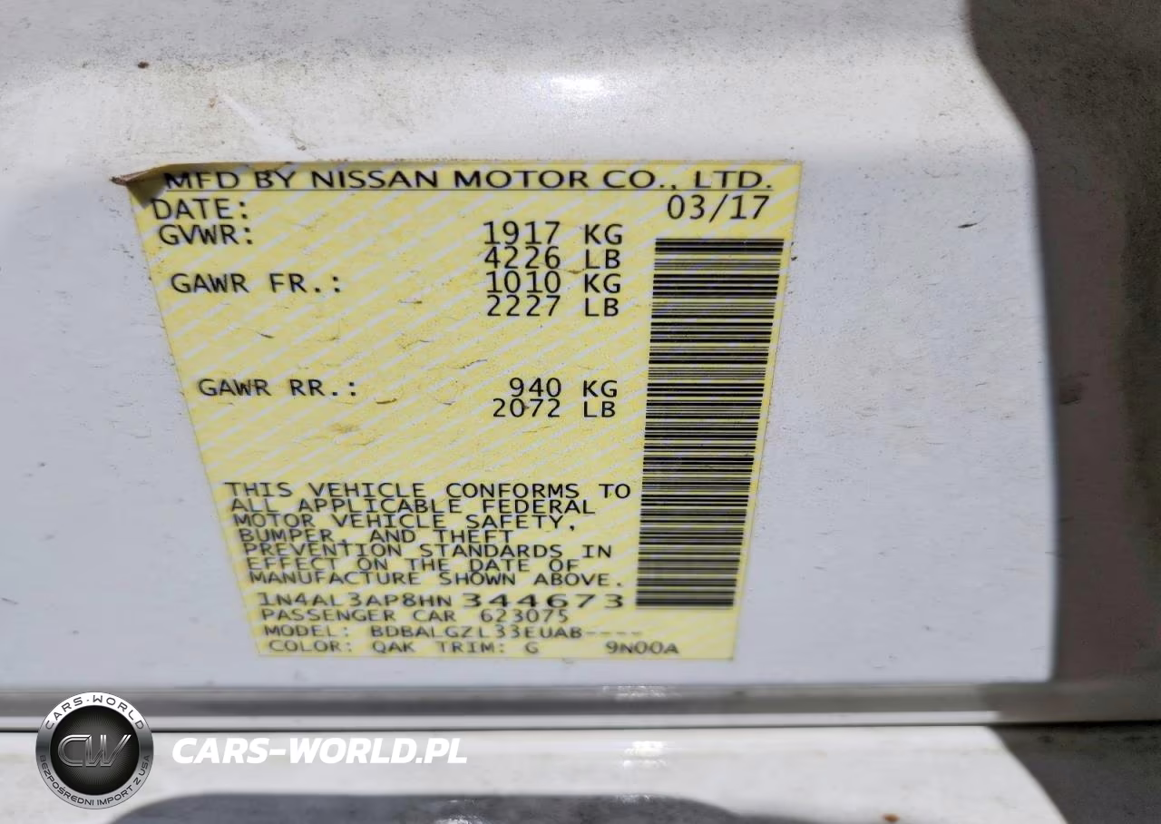 2017 Nissan Altima 2.5 S VIN:1N4AL3AP8HN344673 - 12