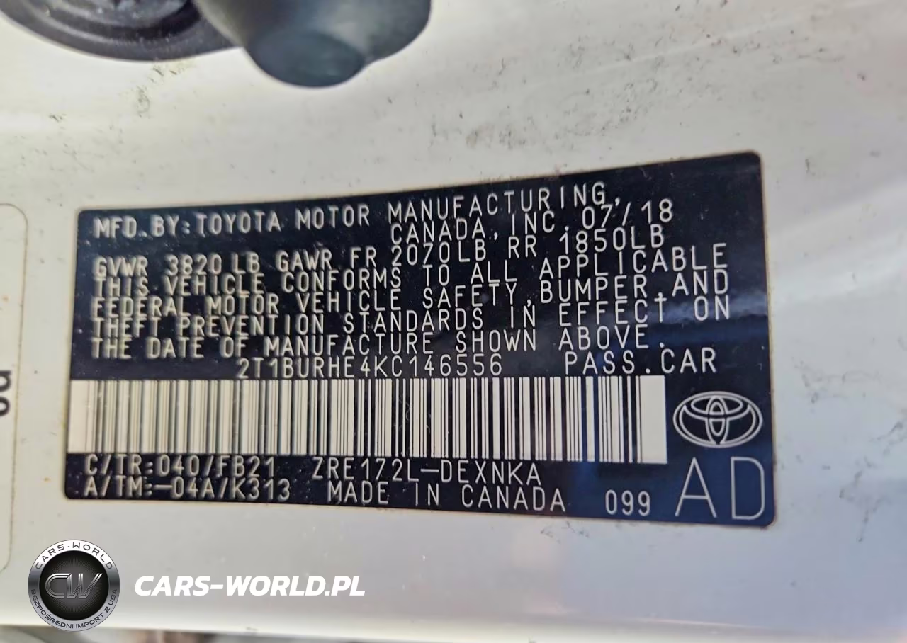 2019 Toyota Corolla Le VIN:2T1BURHE4KC146556 - 12