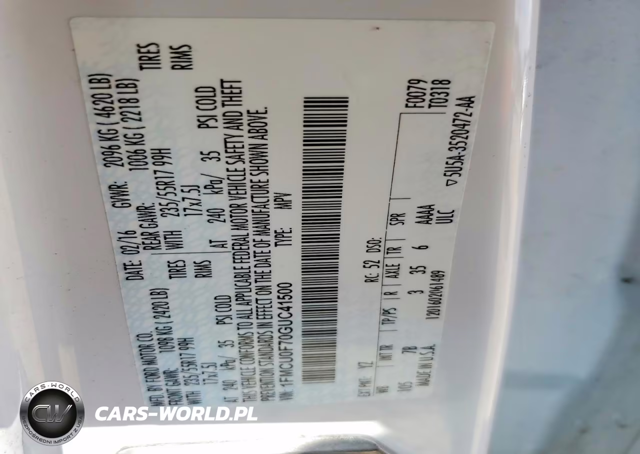 2016 Ford Escape S VIN:1FMCU0F70GUC41500 - 14