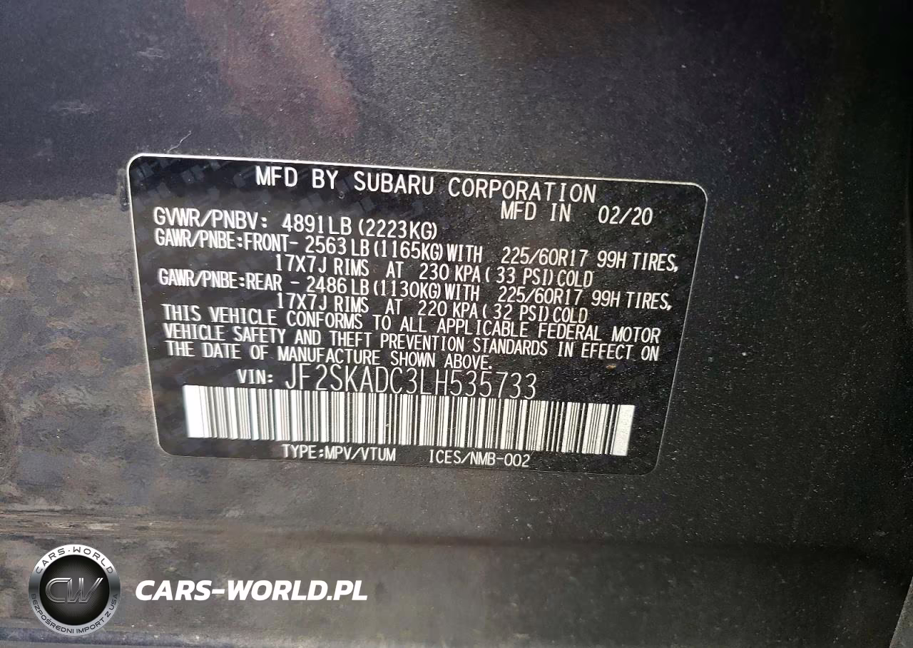 2020 Subaru Forester VIN:JF2SKADC3LH535733 - 13