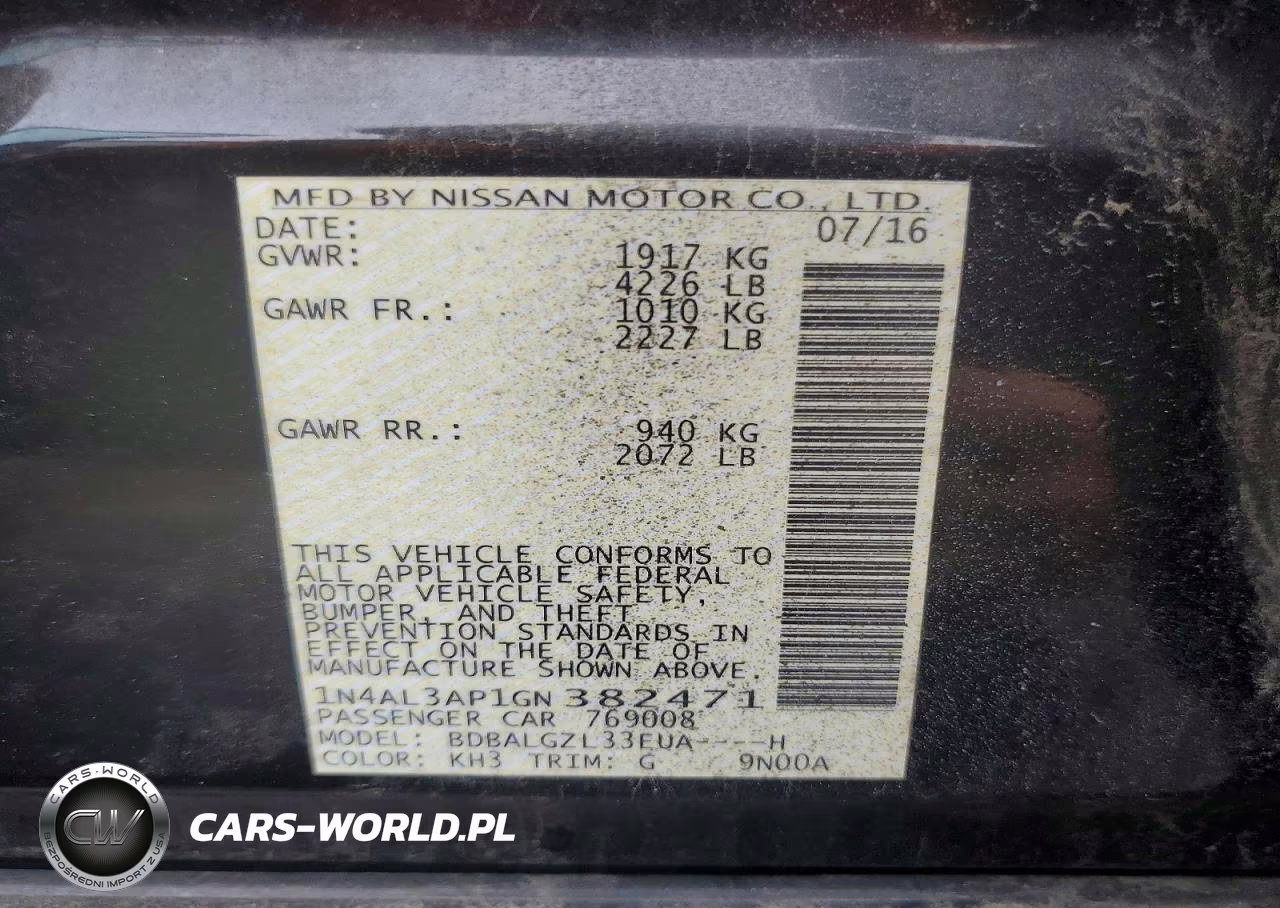 2016 Nissan Altima 2.5 S VIN:1N4AL3AP1GN382471 - 12
