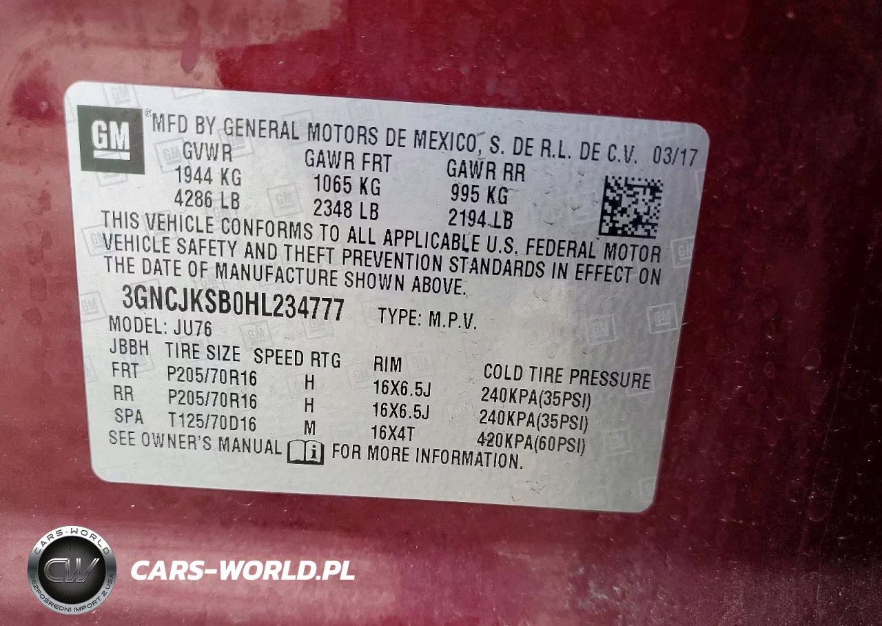 2017 Chevrolet Trax Ls VIN:3GNCJKSB0HL234777 - 13