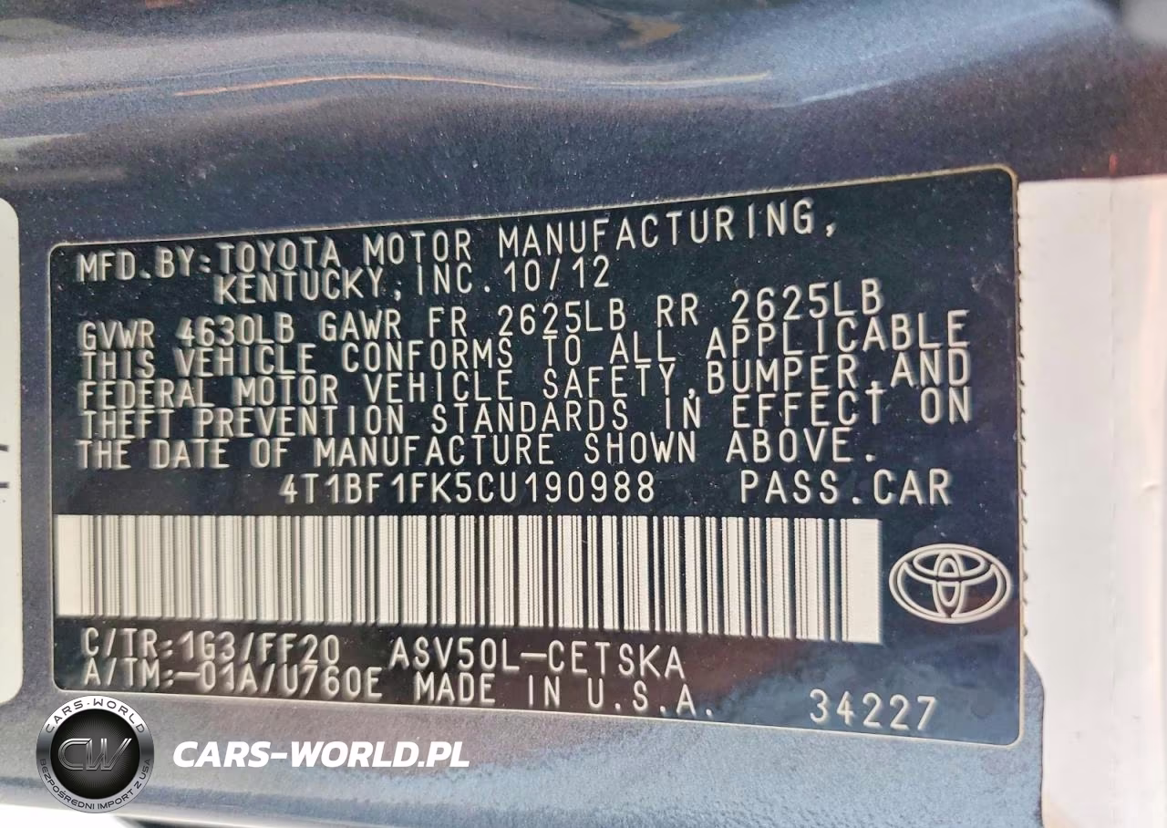 2012 Toyota Camry Se VIN:4T1BF1FK5CU190988 - 13