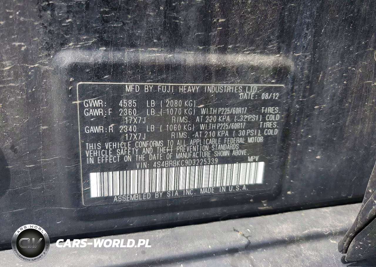 2013 Subaru Outback 2.5I Limited VIN:4S4BRBKC9D3225339 - 13