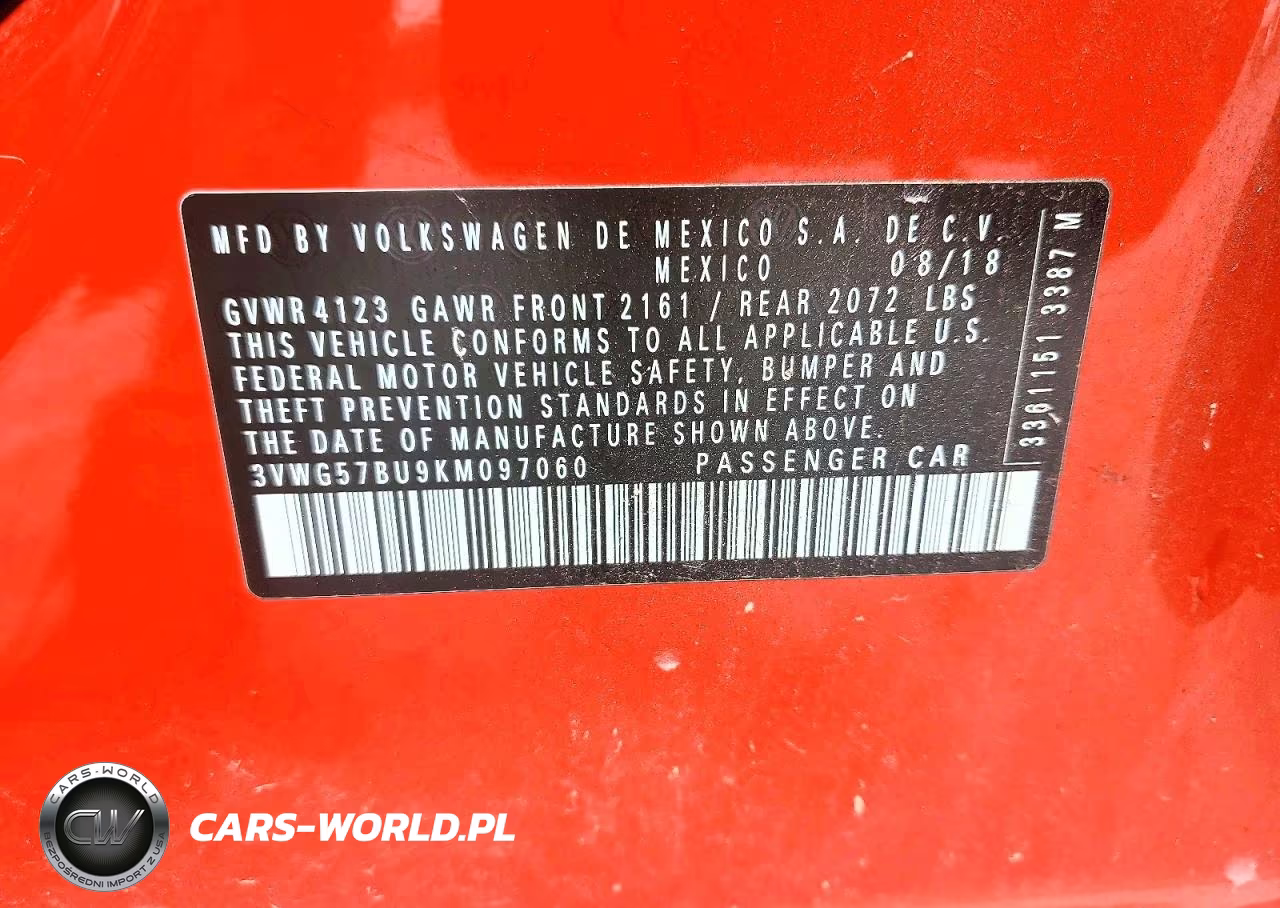 2019 Volkswagen Jetta Sel Premium VIN:3VWG57BU9KM097060 - 12