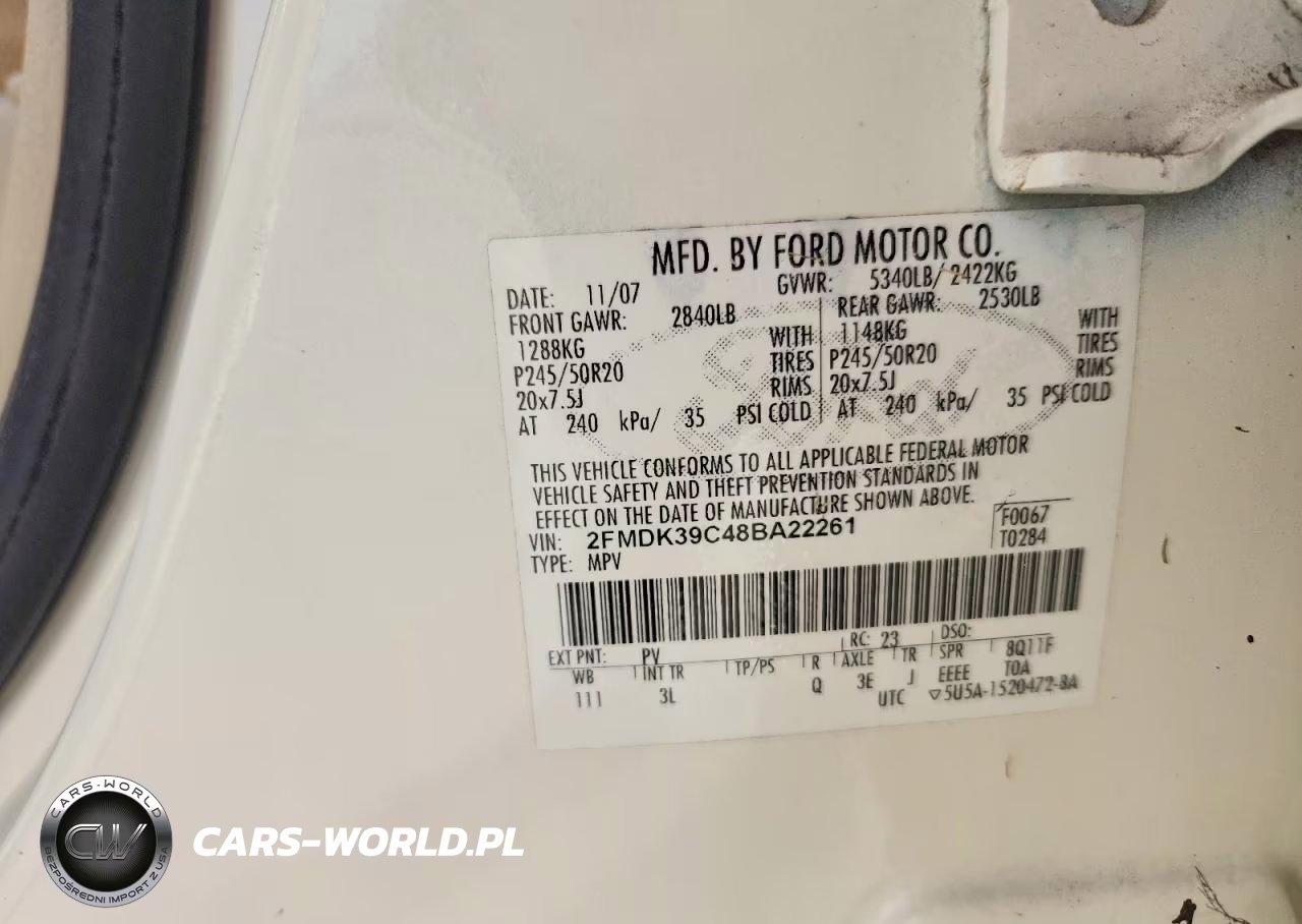 2008 Ford Edge Limited VIN:2FMDK39C48BA22261 - 12