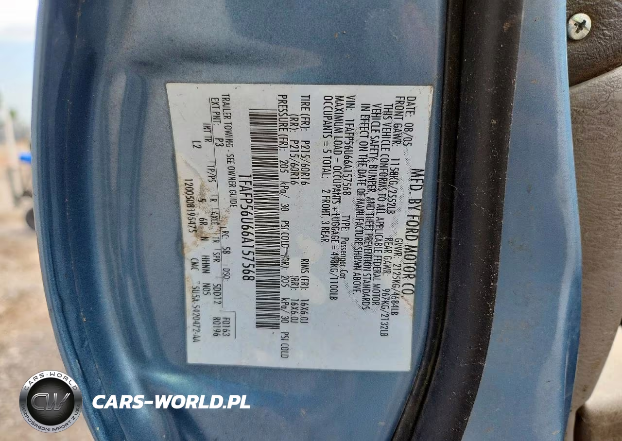 2006 Ford Taurus Sel VIN:1FAFP56U66A157568 - 12