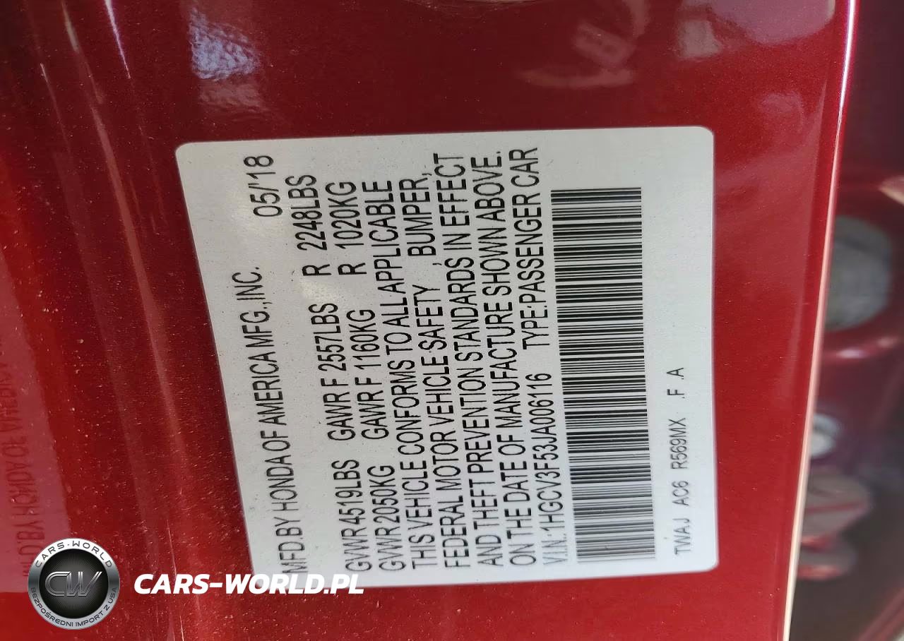 2018 Honda Accord Hybrid VIN:1HGCV3F53JA006116 - 12