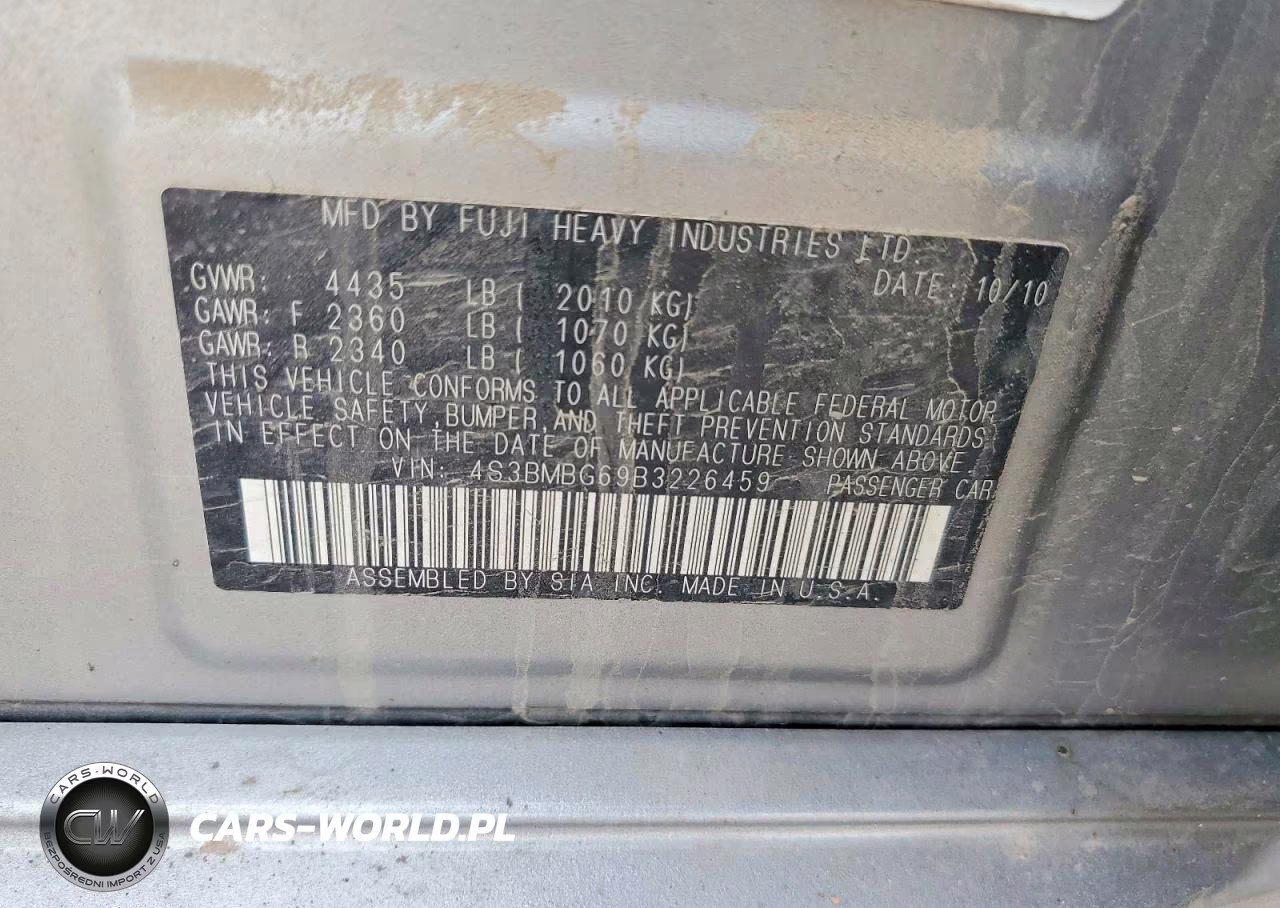 2011 Subaru Legacy 2.5I Premium VIN:4S3BMBG69B3226459 - 12