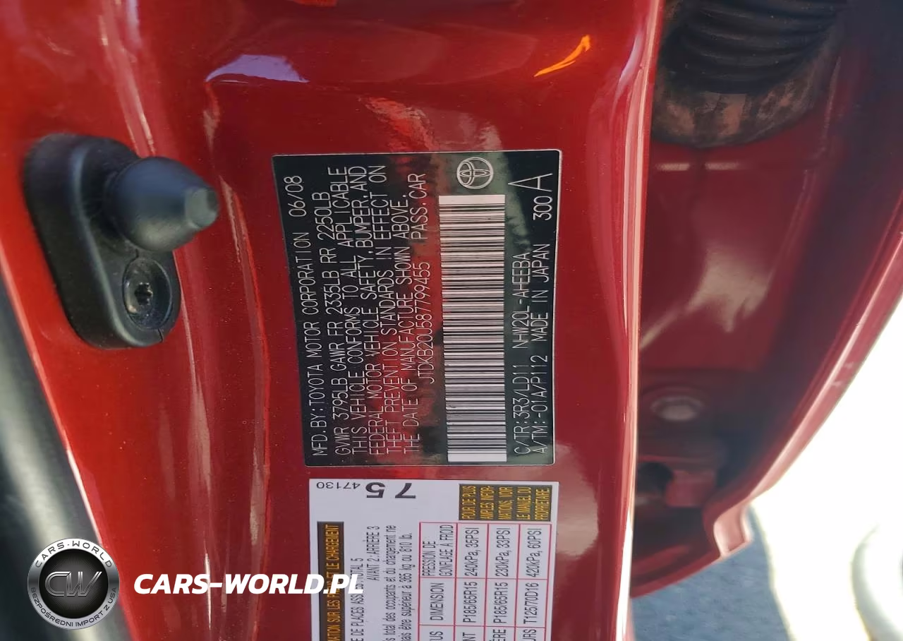 2008 Toyota Prius Base VIN:JTDKB20U587799455 - 12