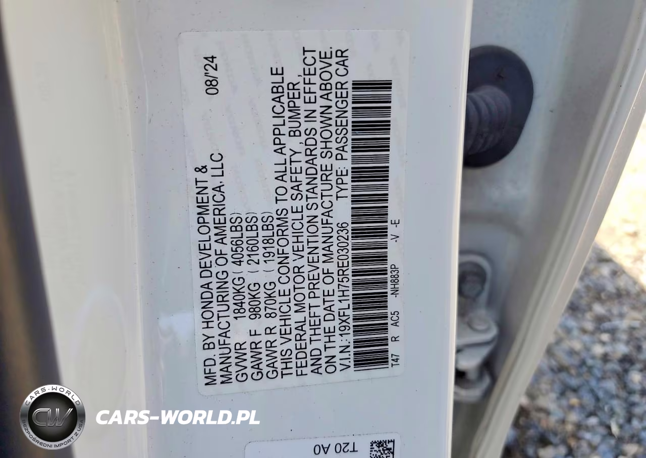2024 Honda Civic Exl VIN:19XFL1H75RE030236 - 12