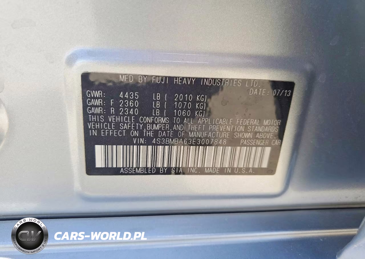2014 Subaru Legacy 2.5I VIN:4S3BMBA63E3007848 - 12