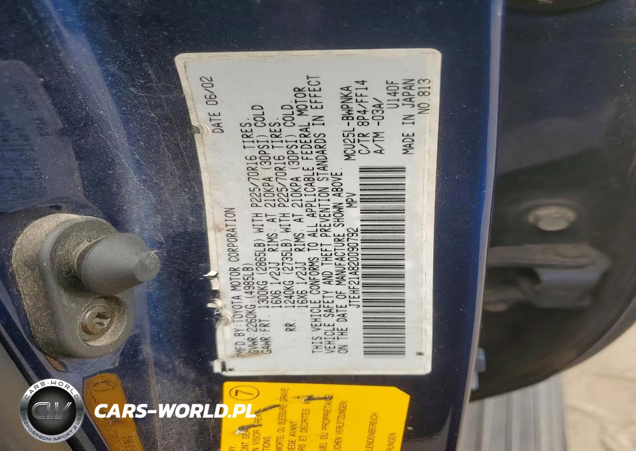 2002 Toyota Highlander Limited VIN:JTEHF21A820090792 - 13