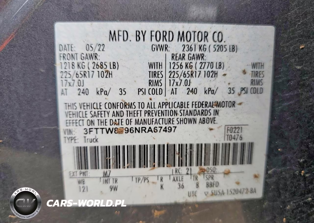 2022 Ford Maverick Xl VIN:3FTTW8F96NRA67497 - 12