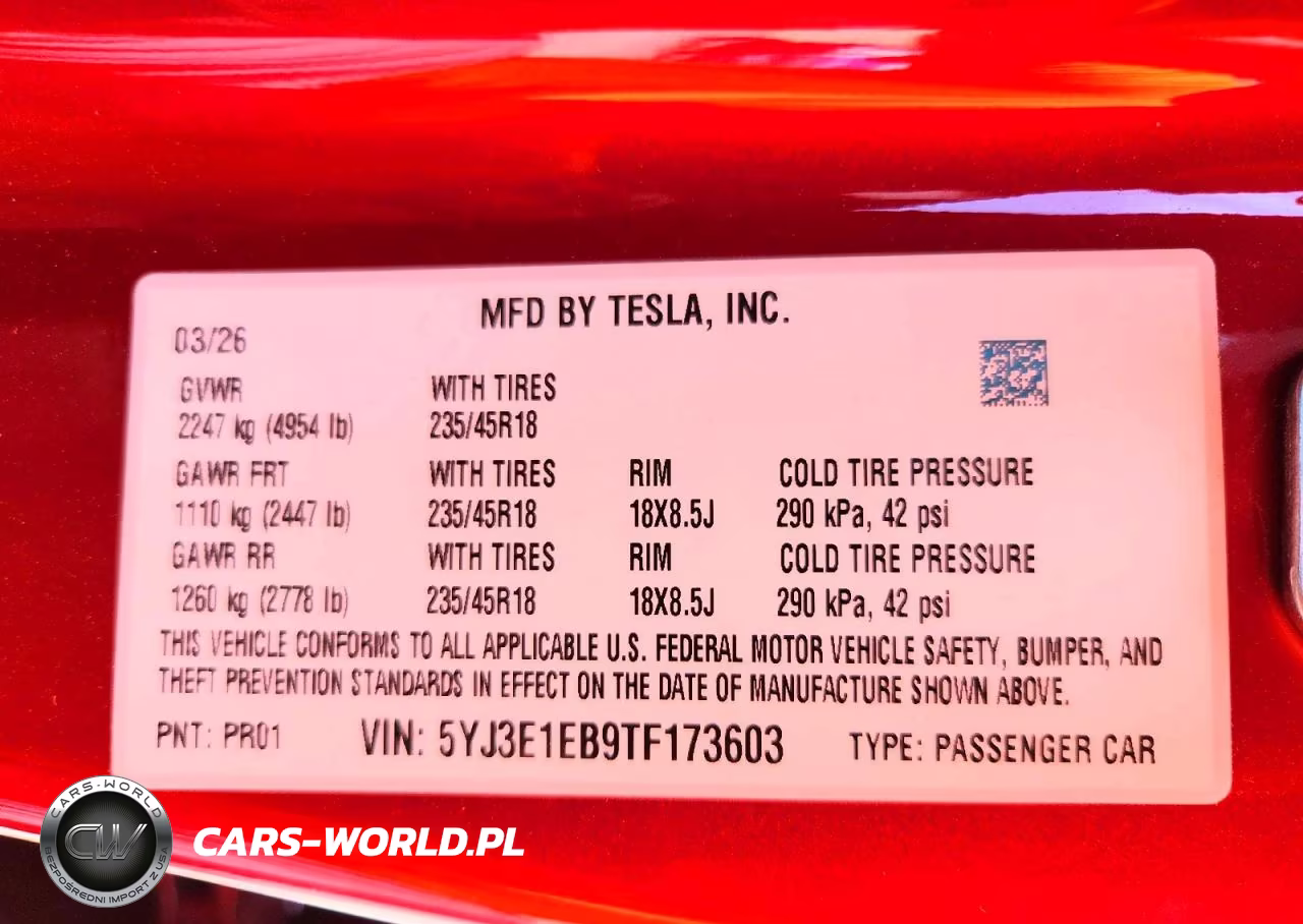 2026 Tesla Model 3 VIN:5YJ3E1EB9TF173603 - 13