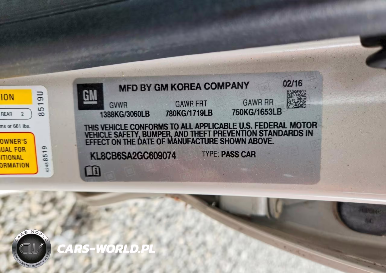 2016 Chevrolet Spark Ls VIN:KL8CB6SA2GC609074 - 12