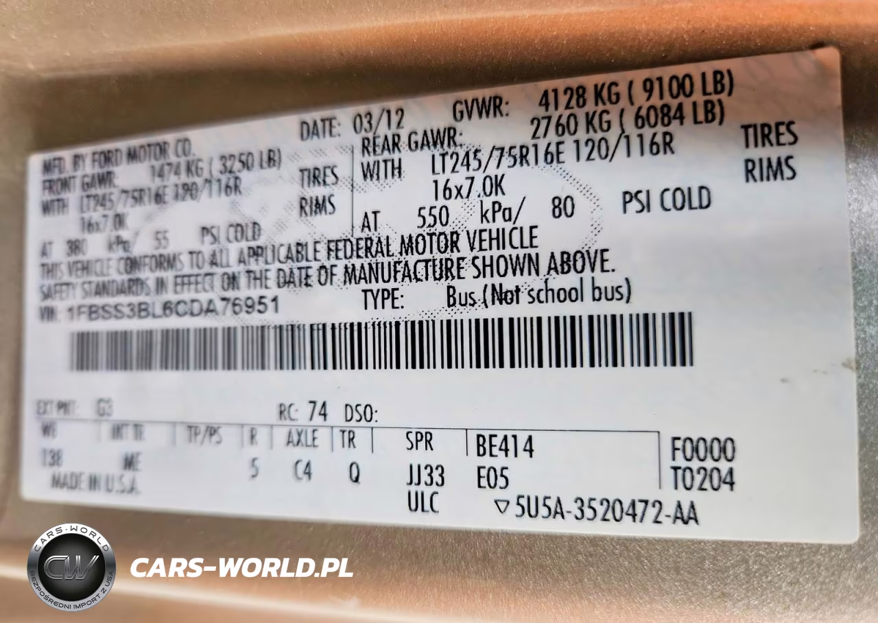2012 Ford Econoline E350 Super Duty Wagon VIN:1FBSS3BL6CDA76951 - 13