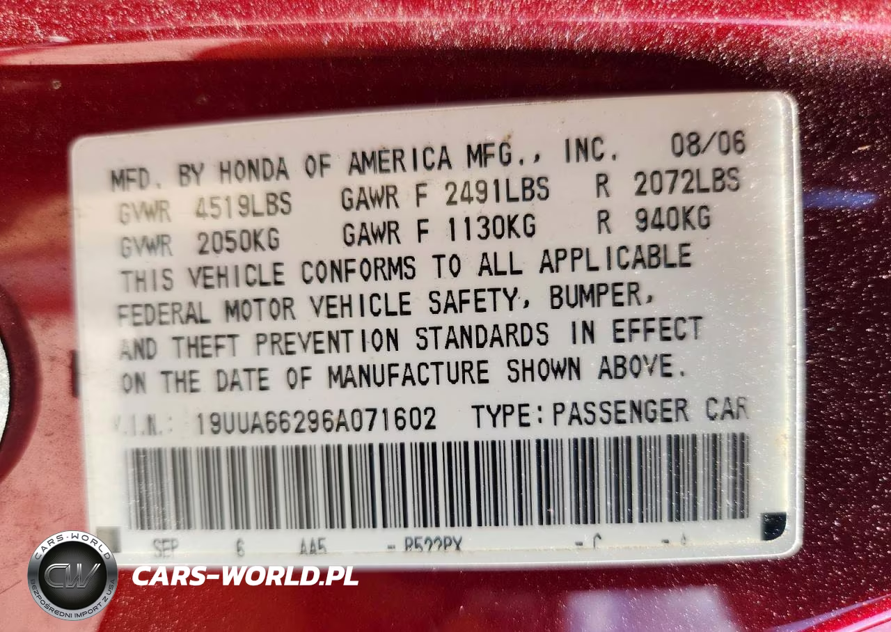 2006 Acura 3.2Tl VIN:19UUA66296A071602 - 12