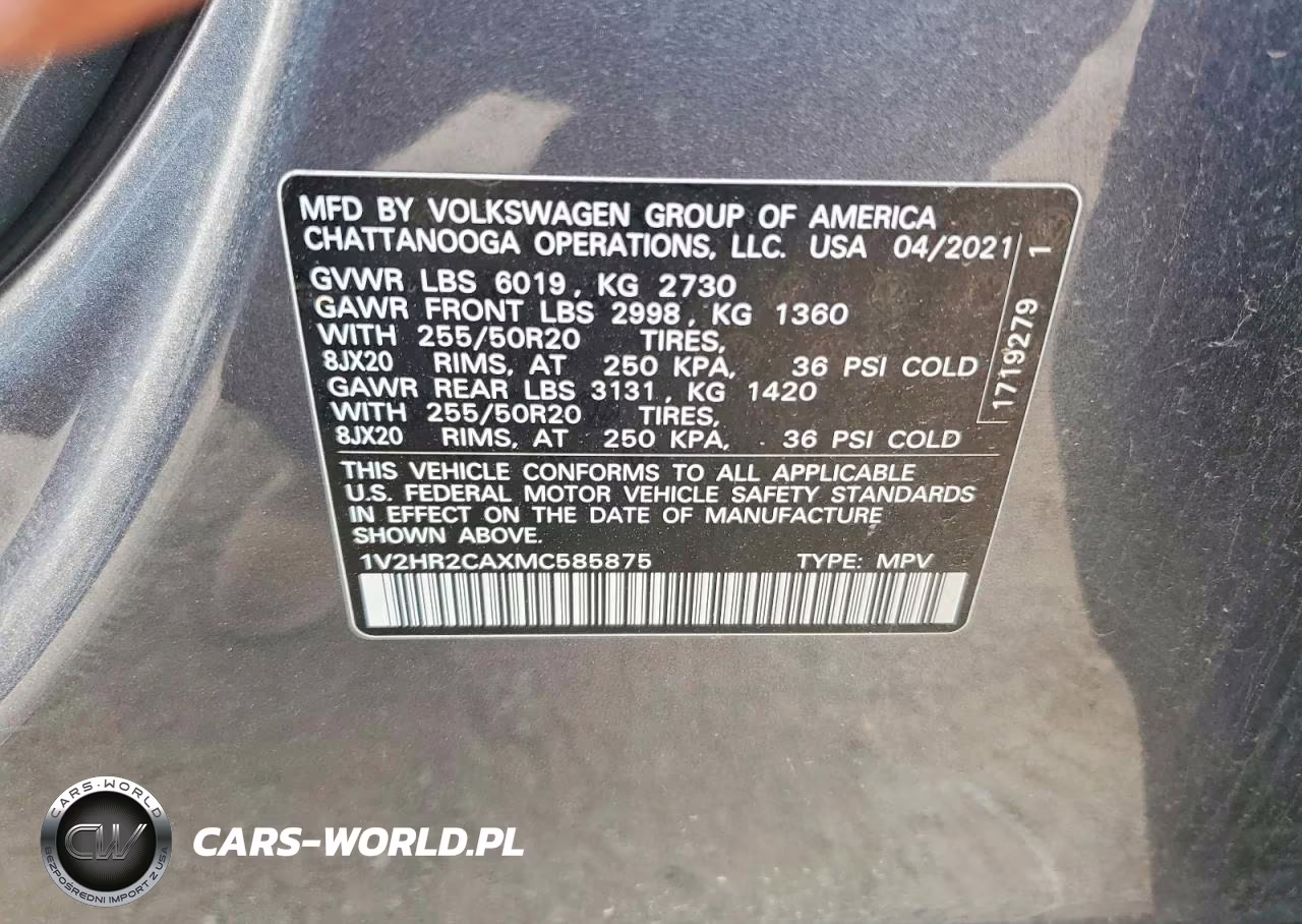 2021 Volkswagen Atlas Se VIN:1V2HR2CAXMC585875 - 13