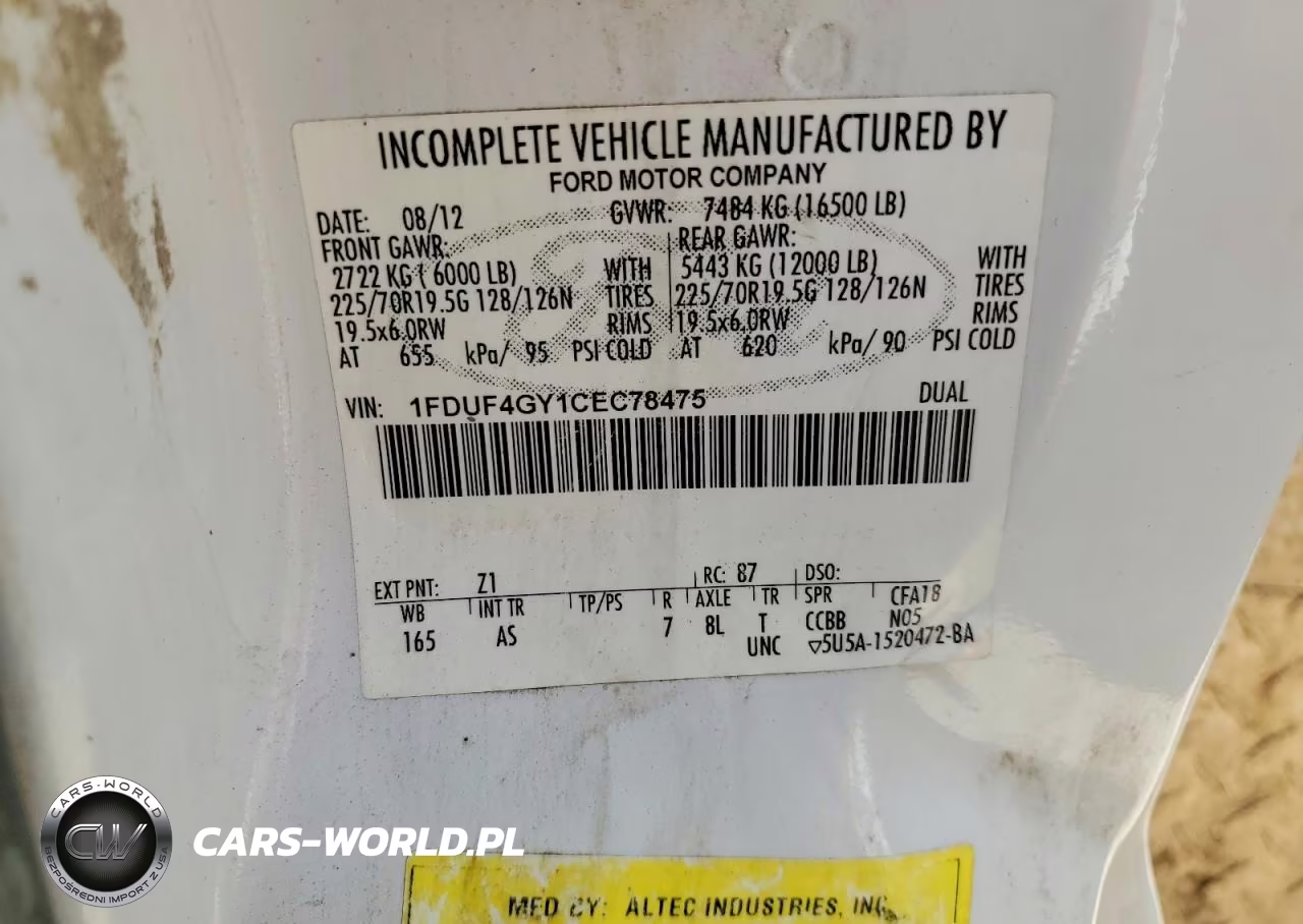 2012 Ford F450 Super Duty VIN:1FDUF4GY1CEC78475 - 12