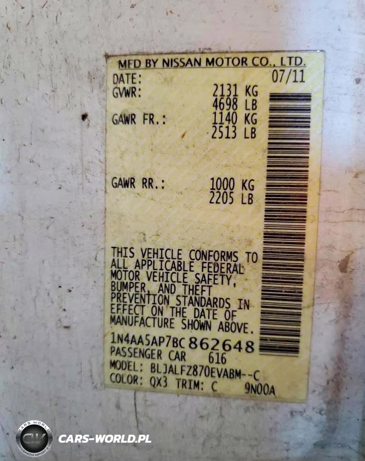 2011 Nissan Maxima S VIN:1N4AA5AP7BC862648 - 12