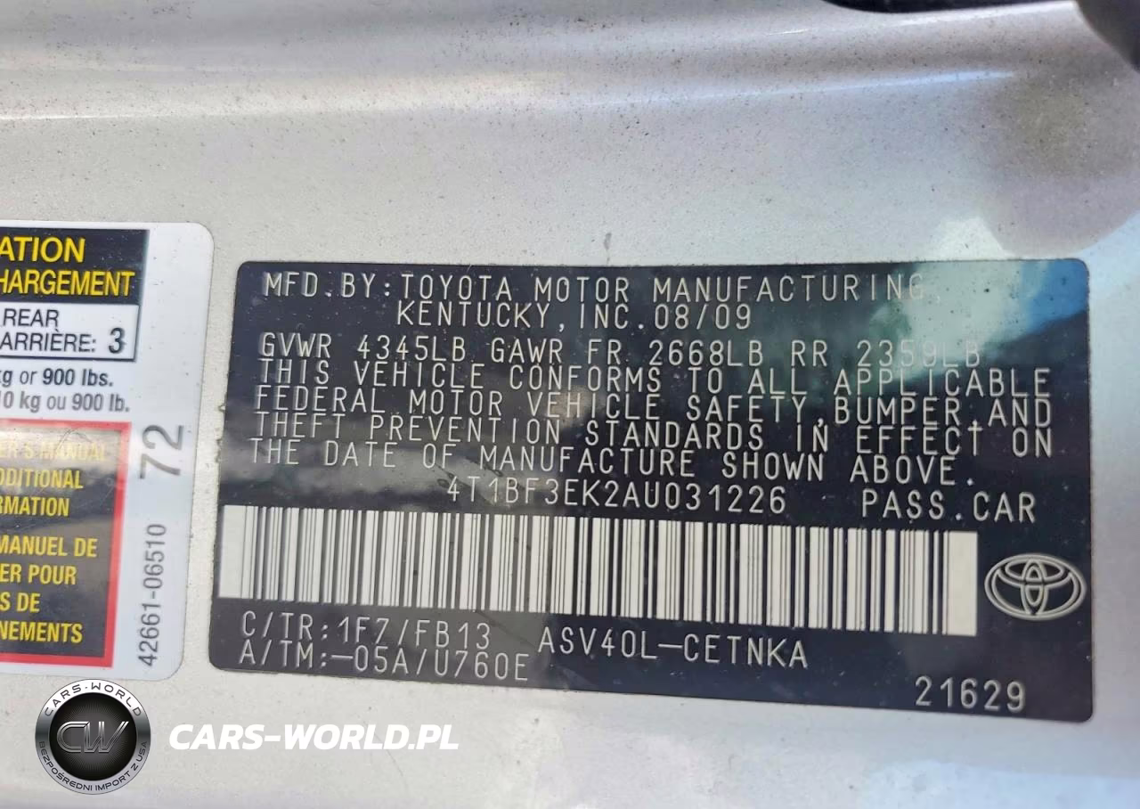 2010 Toyt Camry VIN:4T1BF3EK2AU031226 - 13