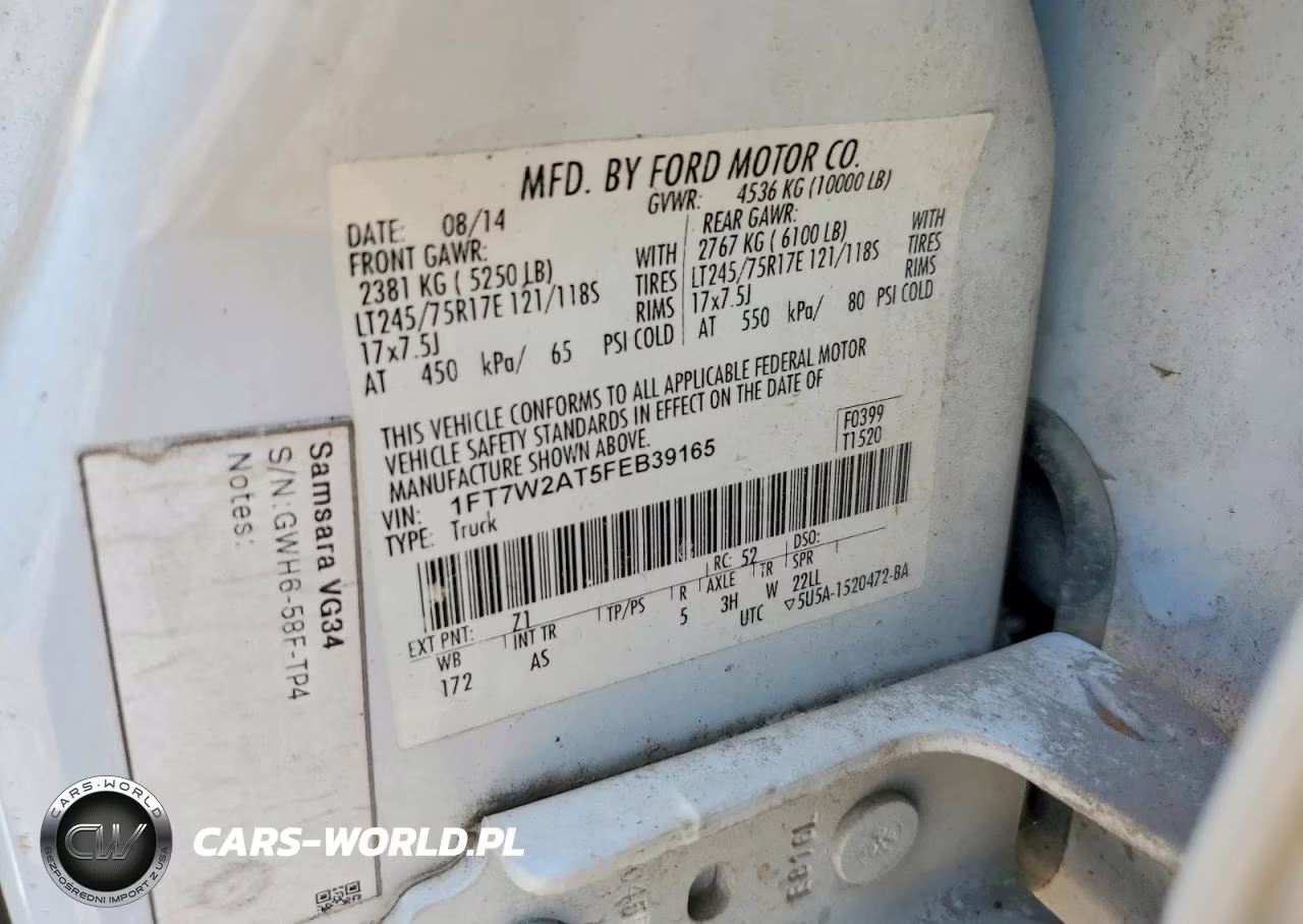 2015 Ford F250 Super Duty VIN:1FT7W2AT5FEB39165 - 12