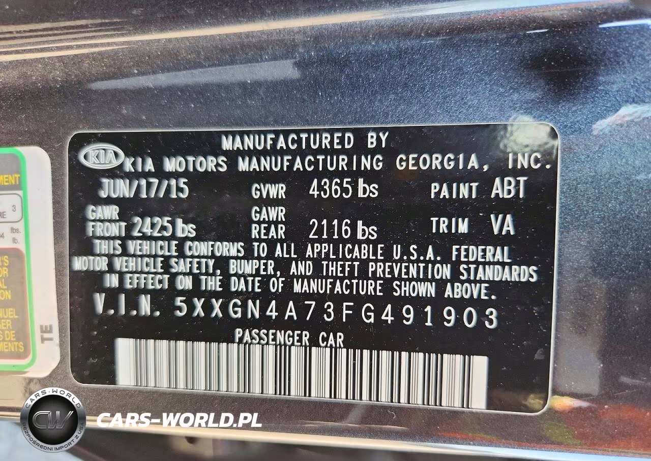 2015 Kia Optima Ex VIN:5XXGN4A73FG491903 - 12