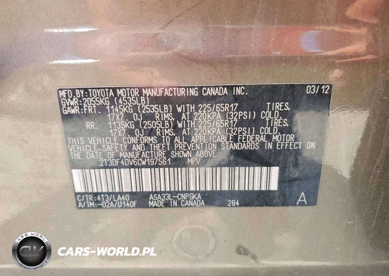 2012 Toyota Rav4 Limited VIN:2T3DF4DV6CW197561 - 13