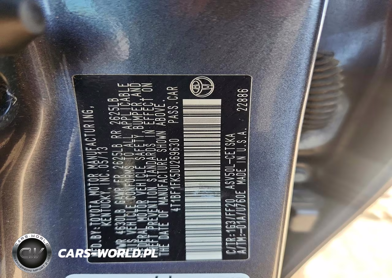2013 Toyota Camry Se VIN:4T1BF1FK5DU269630 - 12
