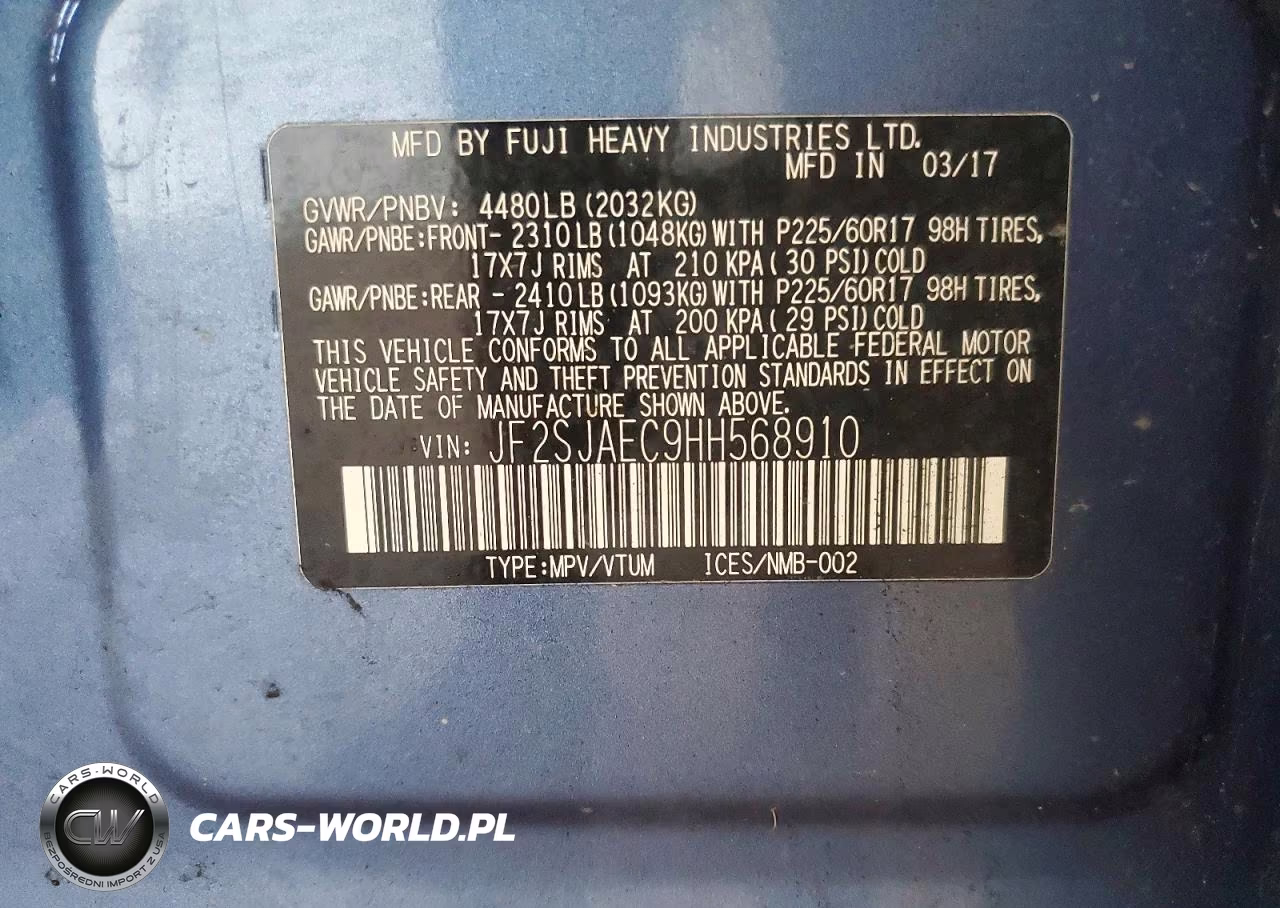 2017 Subaru Forester 2.5I Premium VIN:JF2SJAEC9HH568910 - 13