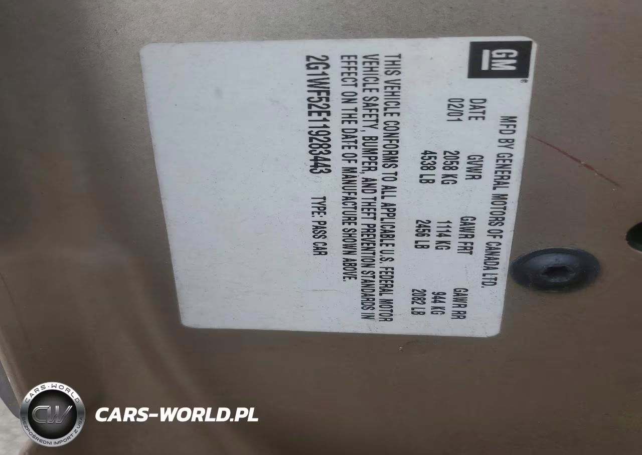 2001 Chevrolet Impala VIN:2G1WF52E119283443 - 12