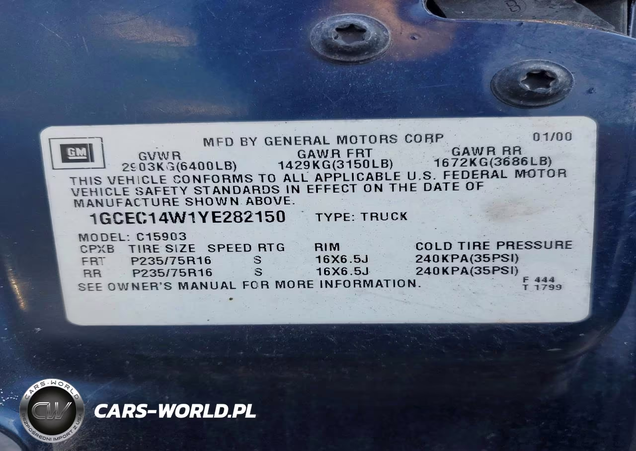 2000 Chevrolet Silverado VIN:1GCEC14W1YE282150 - 12