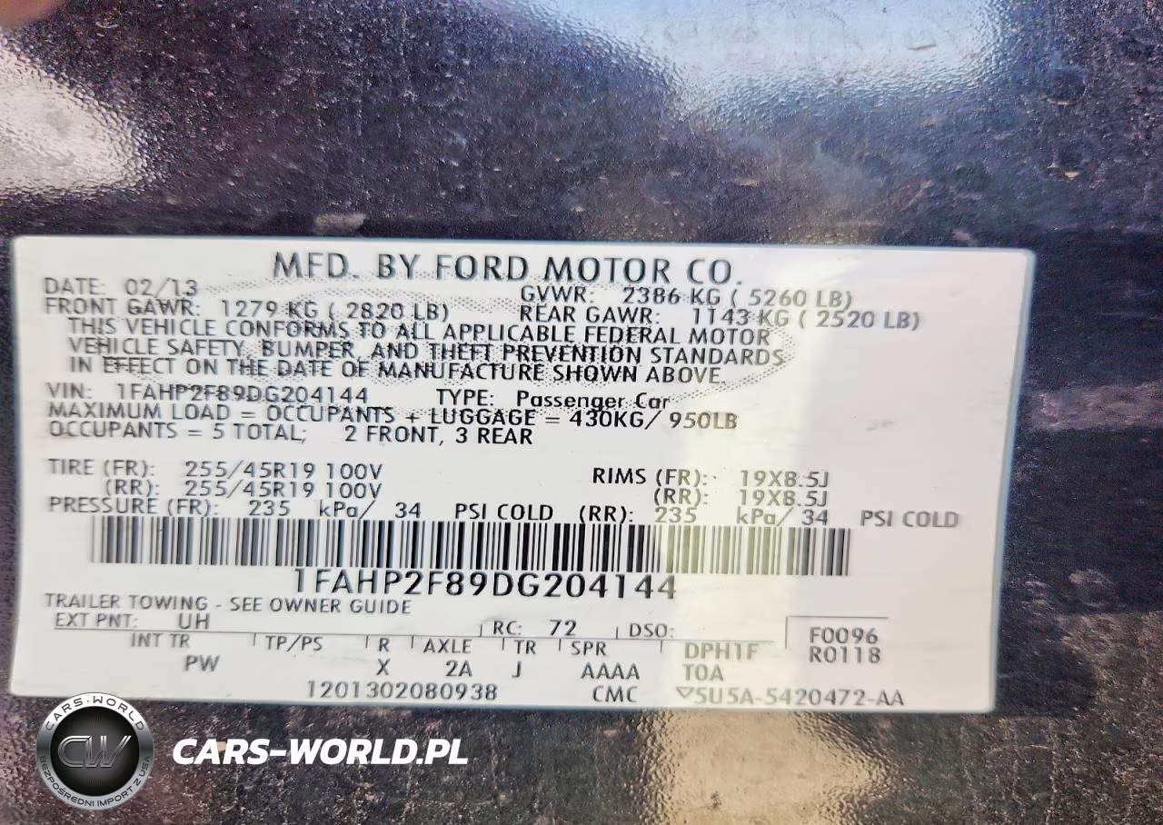 FORD TAURUS VIN:1FAHP2F89DG204144 - 12