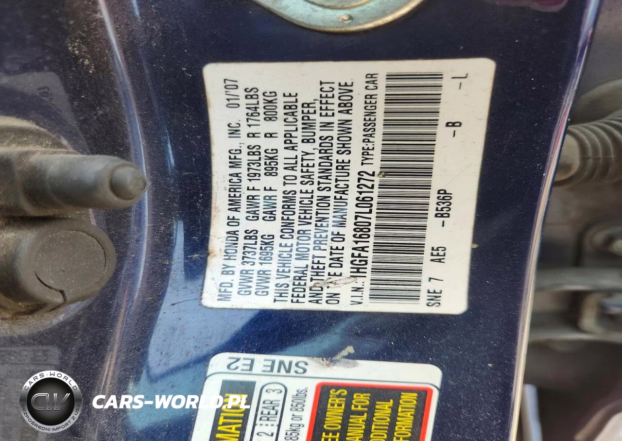 2007 Honda Civic Ex VIN:1HGFA16807L061272 - 12