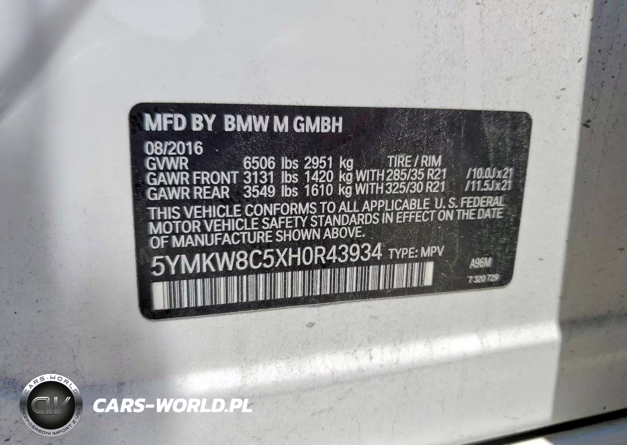 2017 BMW X6 M VIN:5YMKW8C5XH0R43934 - 13