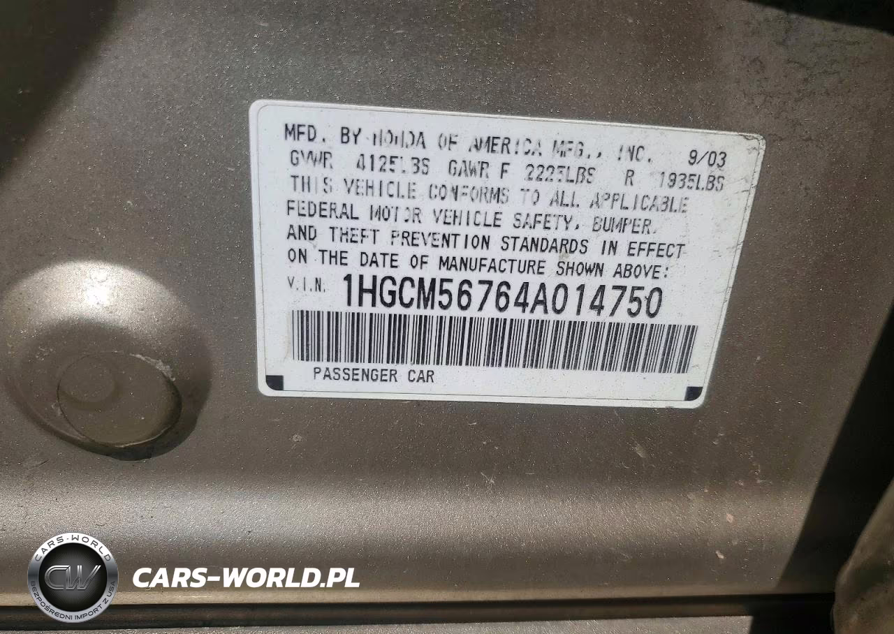 2004 Honda Accord Ex VIN:1HGCM56764A014750 - 12