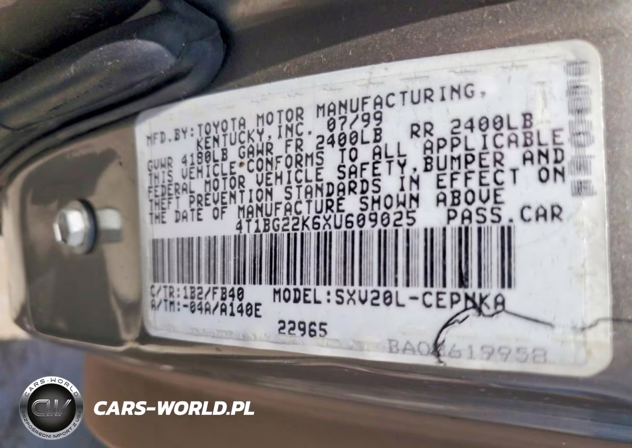 1999 Toyota Camry Le VIN:4T1BG22K6XU609025 - 12