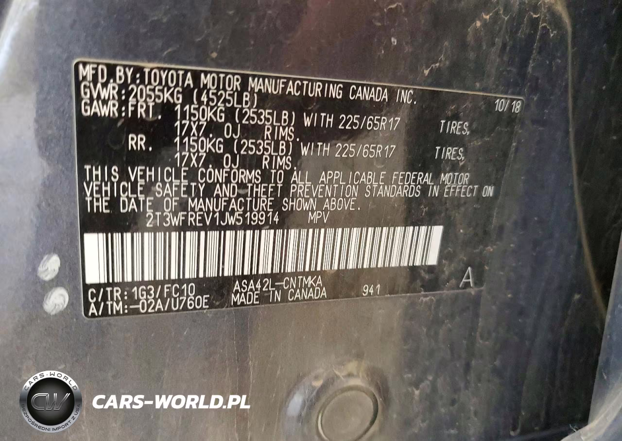 2018 Toyota Rav4 Xle VIN:2T3WFREV1JW519914 - 13