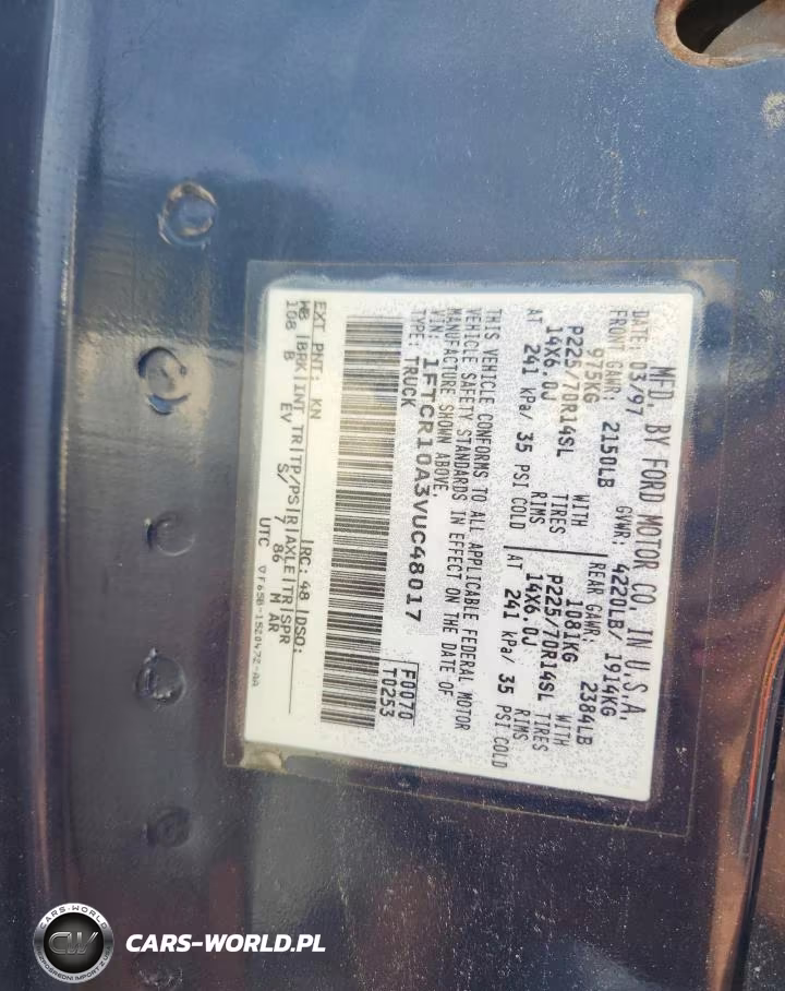1997 Ford Ranger VIN:1FTCR10A3VUC48017 - 12