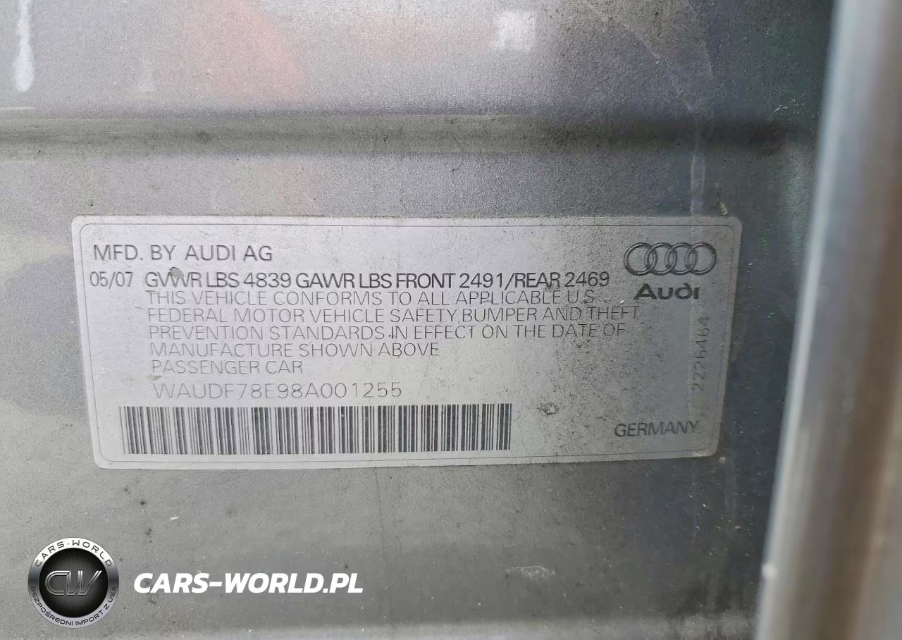 2008 Audi A4 2.0T Quattro VIN:WAUDF78E98A001255 - 13