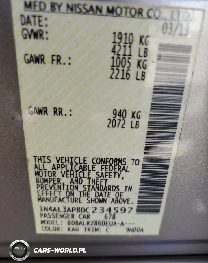2013 Nissan Altima 2.5 VIN:1N4AL3AP8DC234597 - 12