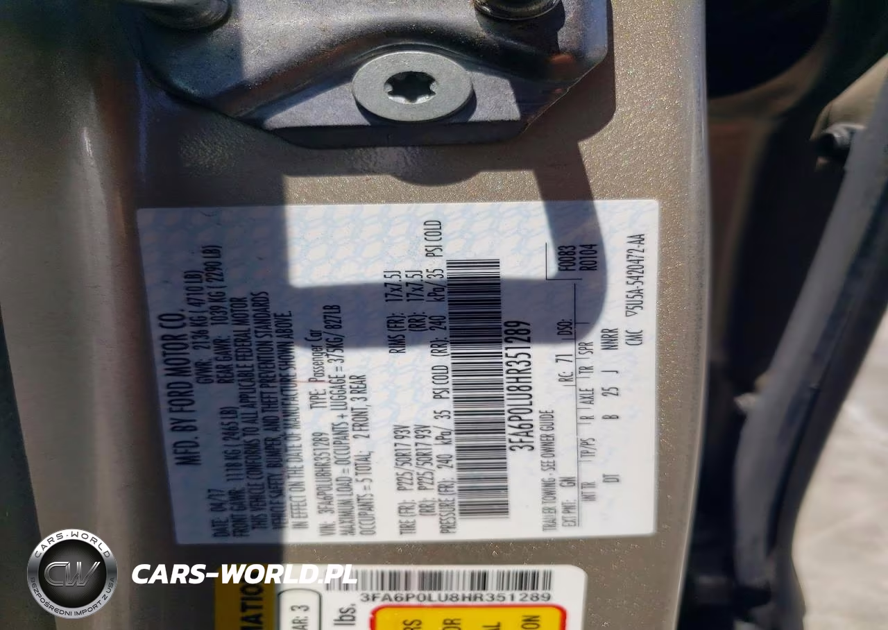 2017 Ford Fusion Se Hybrid VIN:3FA6P0LU8HR351289 - 13