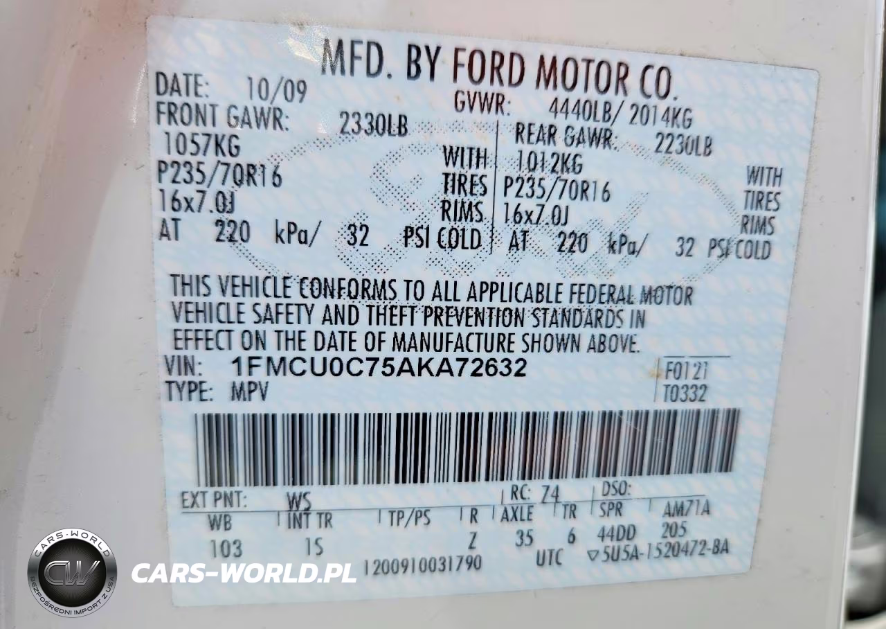 2010 Ford Escape Xls VIN:1FMCU0C75AKA72632 - 12