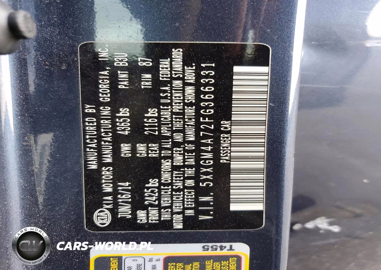 2015 Kia Optima Lx VIN:5XXGM4A72FG366331 - 12