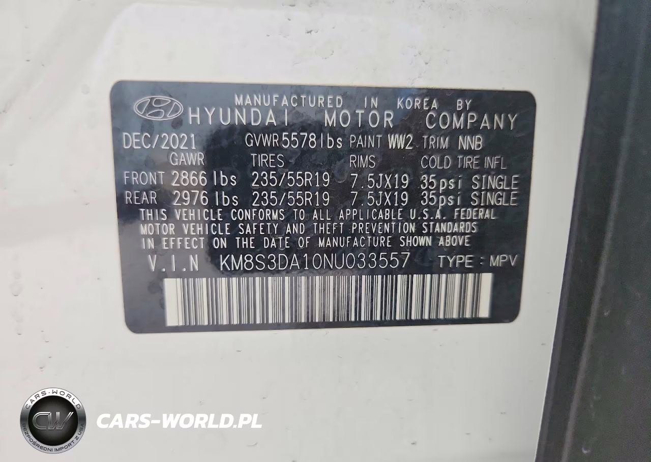 2022 Hyundai Santa Fe Sel Premium VIN:KM8S3DA10NU033557 - 13