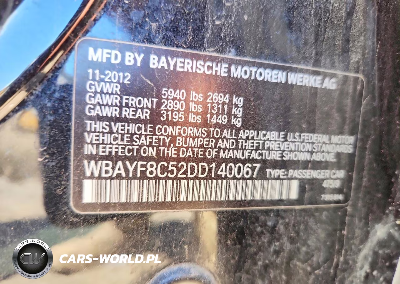 2013 BMW 750 Lxi VIN:WBAYF8C52DD140067 - 12