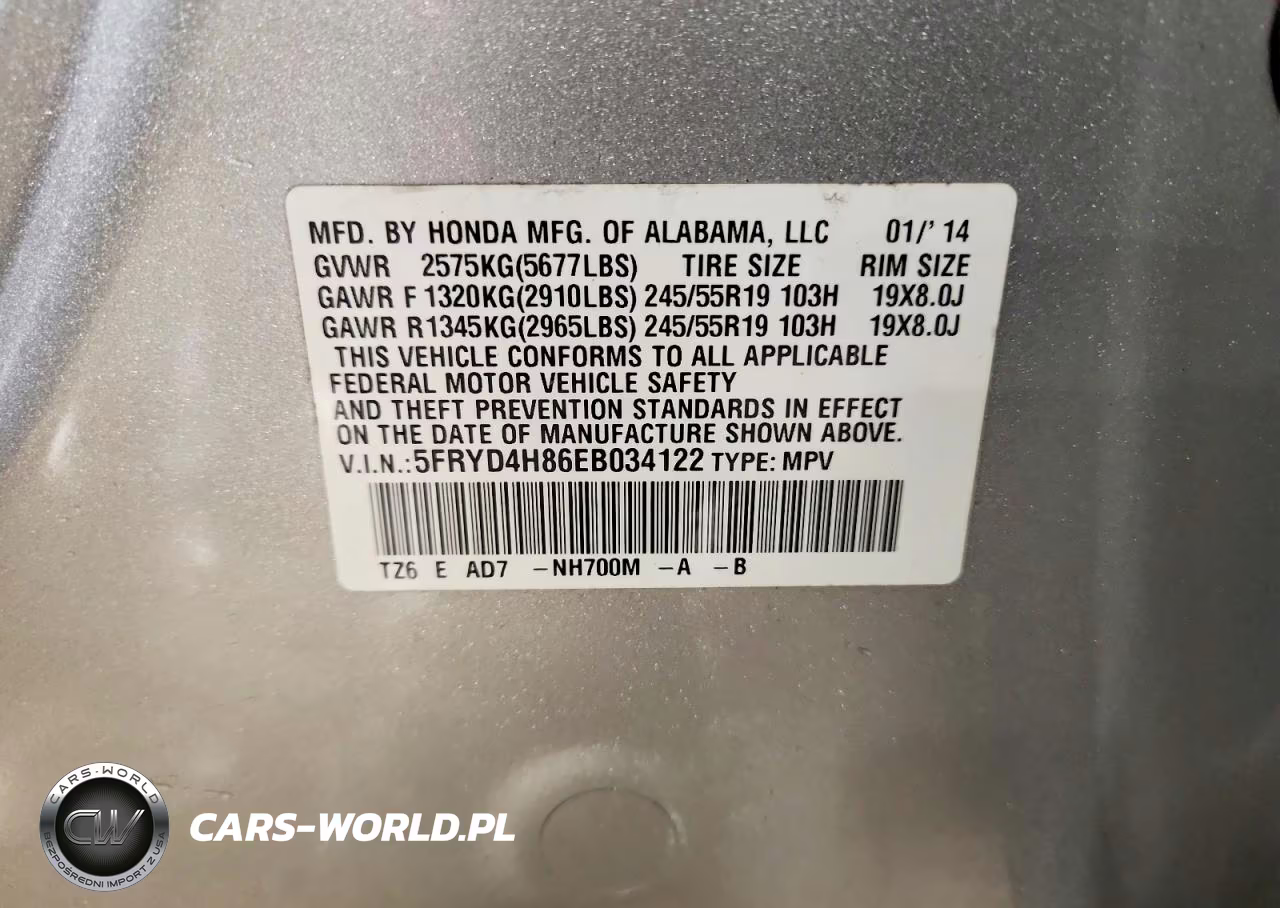 2014 Acura Mdx Advance VIN:5FRYD4H86EB034122 - 14