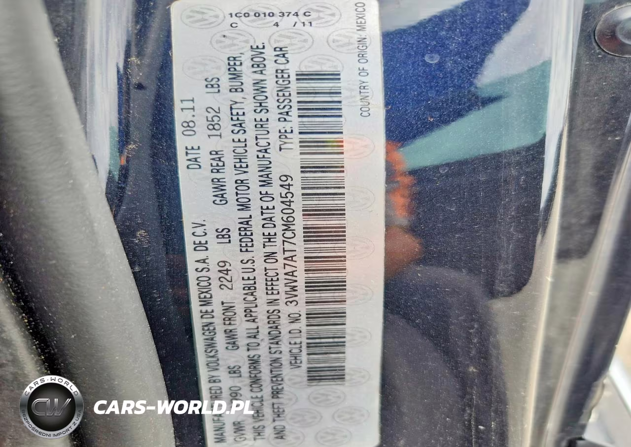 2012 Volkswagen Beetle Turbo VIN:3VWVA7AT7CM604549 - 13